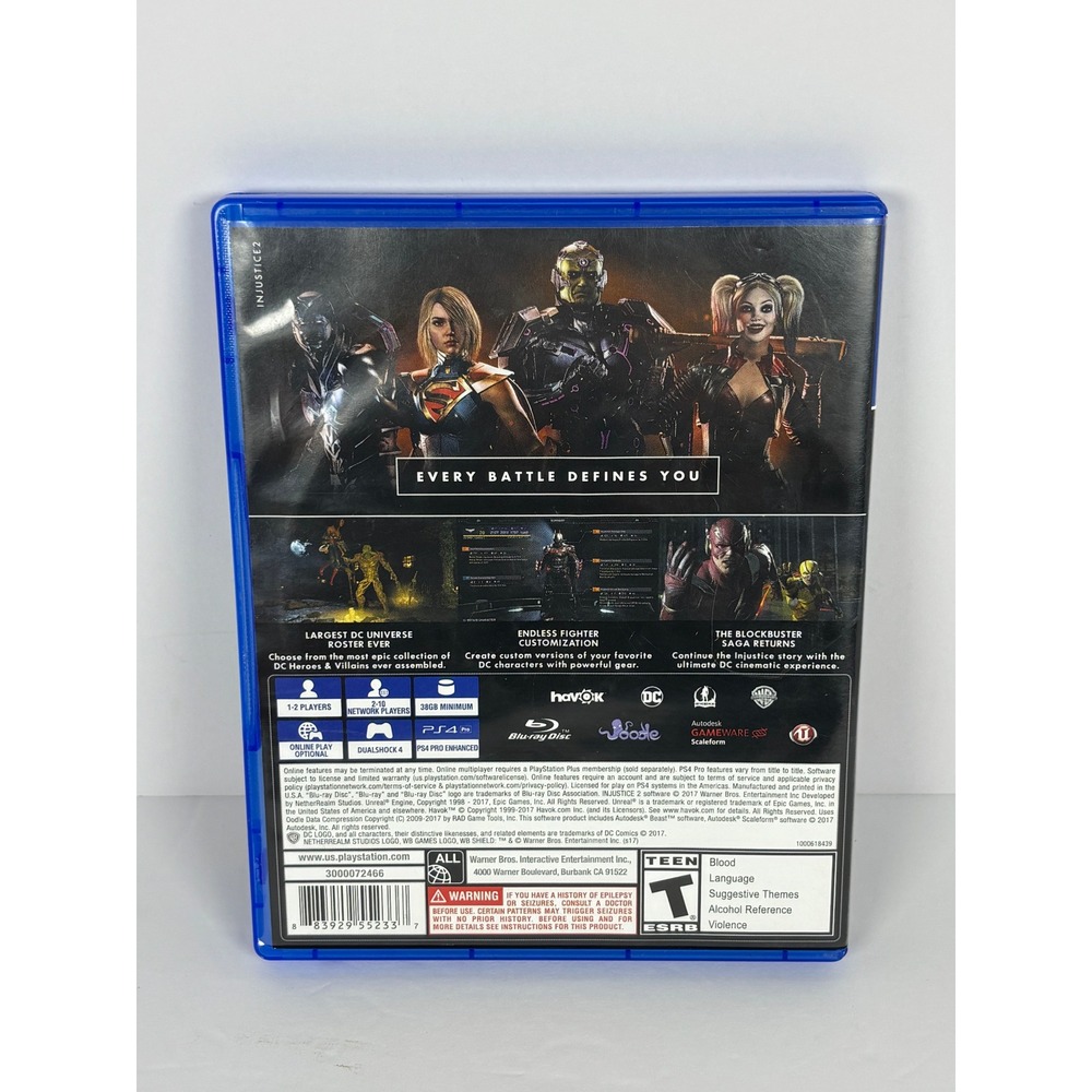 Injustice 2 Sony PlayStation 4 PS4 DC Universe Fighting Game Warner Bros WB - Picture 2 of 4